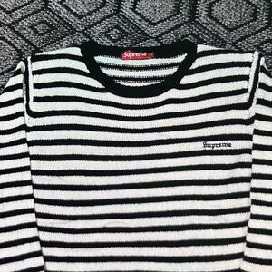 Supreme Monochrome Striped Crewneck Sweater